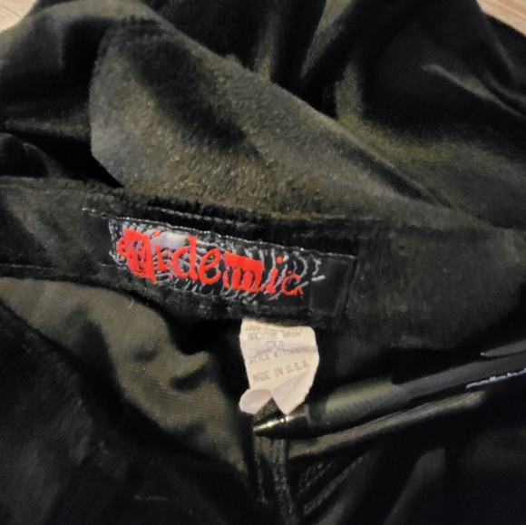 Vintage Black Velvet Fur Wave Pants Goth Punk Witch Y2K 2000s Epedemic - Picture 4 of 4